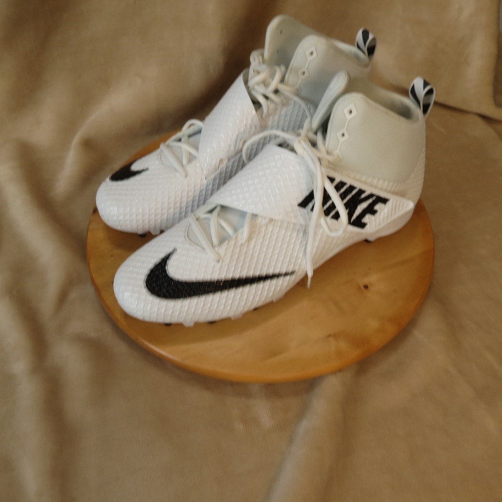 Nike Alpha‎ Menace Pro Football Cleats Mens 15 White Black Mid Top Strapped
